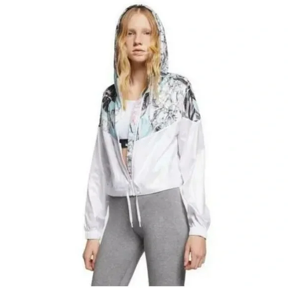 Nike Sportswear Windrunner Cropped Jacket Floral White Size XS NEW
